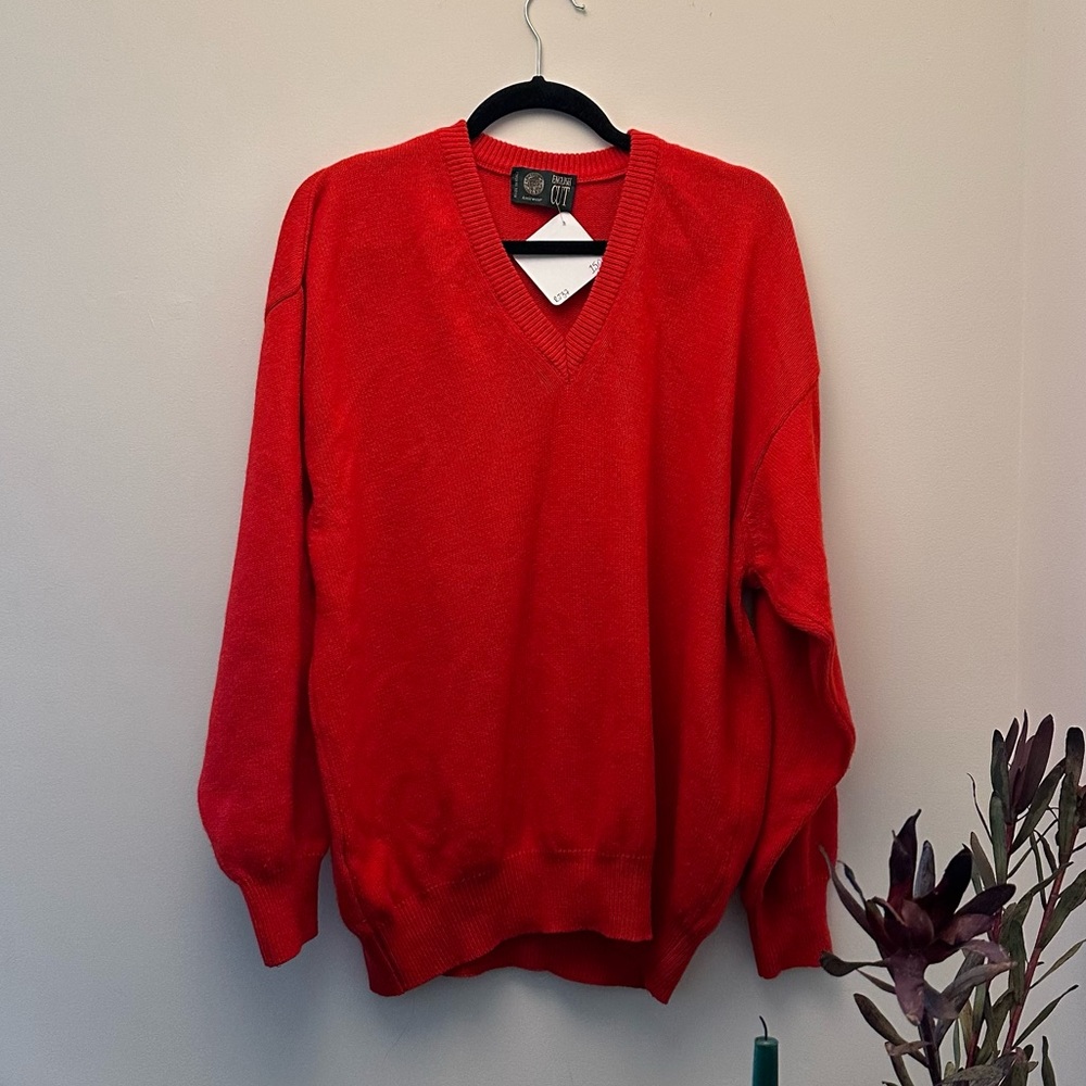 English Cut Red Cashmere Wool Sweater